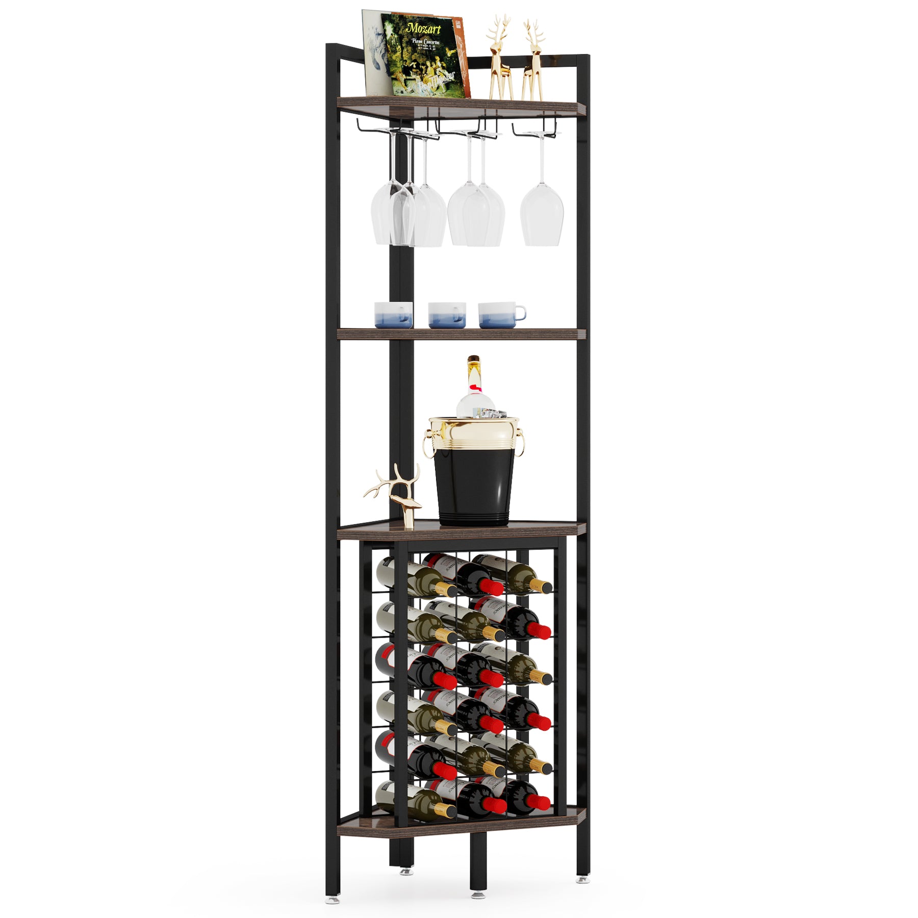 Corner Wine Rack with Glass Holder